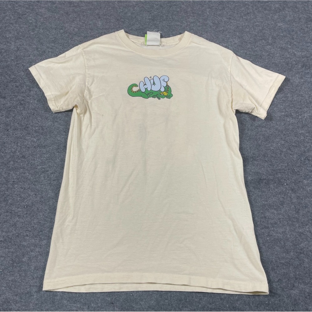 VTG Huf T Shirt Mens Small S Beige Magic Dragon Skater‎ Skateboarding Streetwear